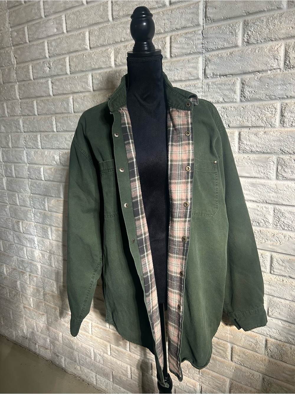 Coleman Dark Green Field Jacket with Plaid Lining